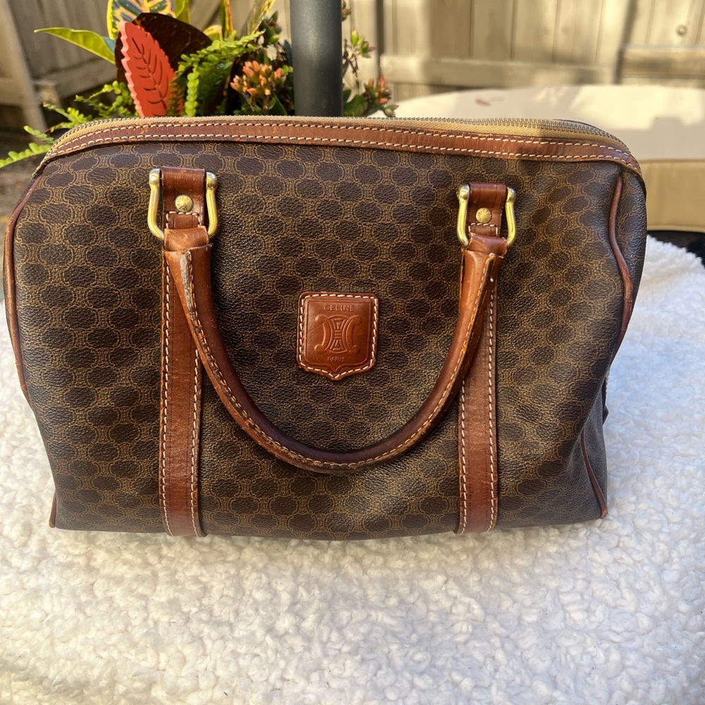 CELINE Macadam Blason Handbag Boston bag Brown Vintage